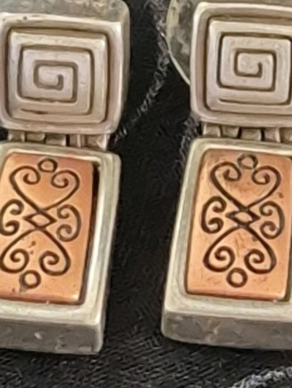 Brighton Contempo Two-Tone Scroll Post Drop Earrings Geometric Dangle Earrings